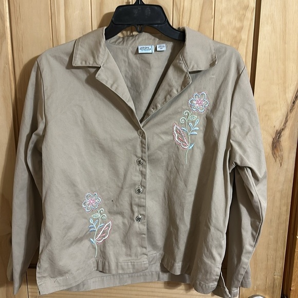 Vintage Adrian Delafield for Haband Beige Embroidered Pantsuit - Picture 2 of 8